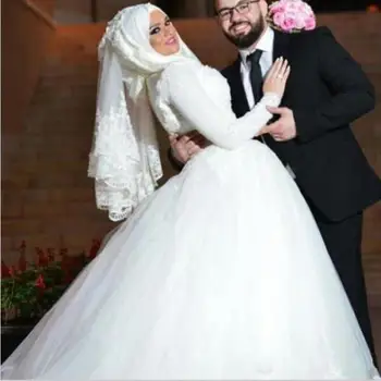 Mentor Velkommen Måltid Købe Arabisk Tyrkisk Islamisk Muslimske Bryllup Kjoler Med Hijab Gelinlik  20120 Langærmet Lace Balkjole Prinsesse Brudekjole Vestid < Bryllupper &  arrangementer > www.kisscontent.dk